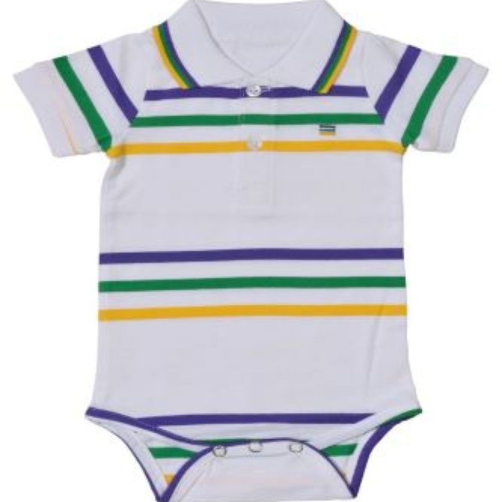 Mardi Gras Infant Bodysuit White Infinity Stripe